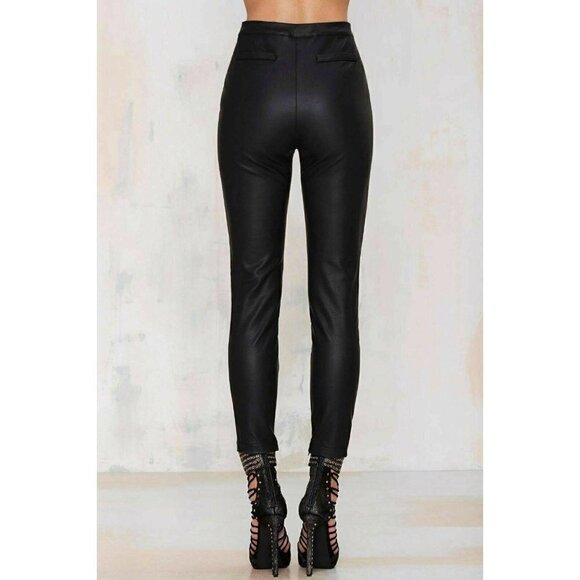 Nasty Gal The Fifth Women's Black Don't Go Away High Vegan Leather Skinny Pants - Picture 4 of 4